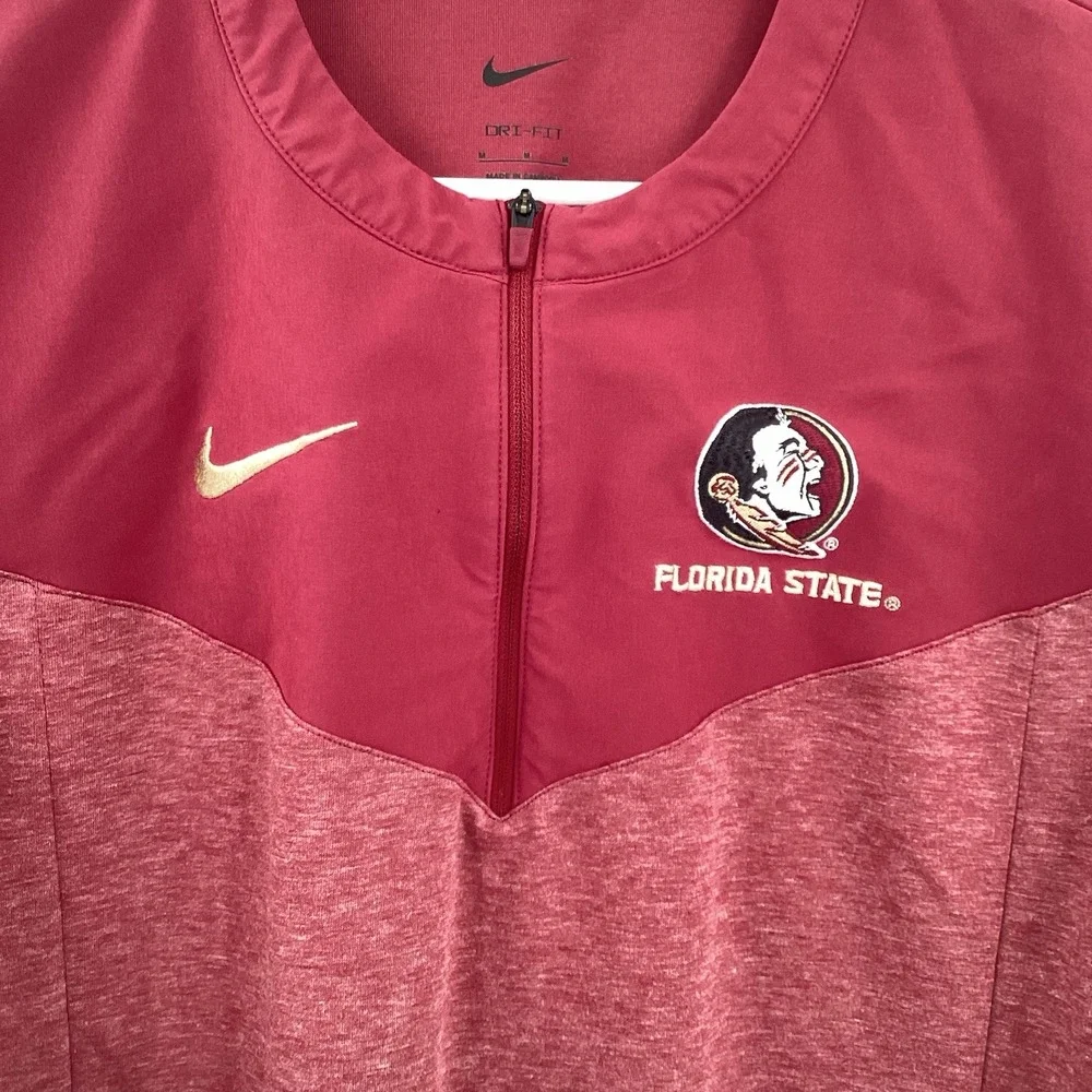Nike Florida‎ State Seminoles Sideline Team Long Sleeve Shirt Medium Red FSU Zip